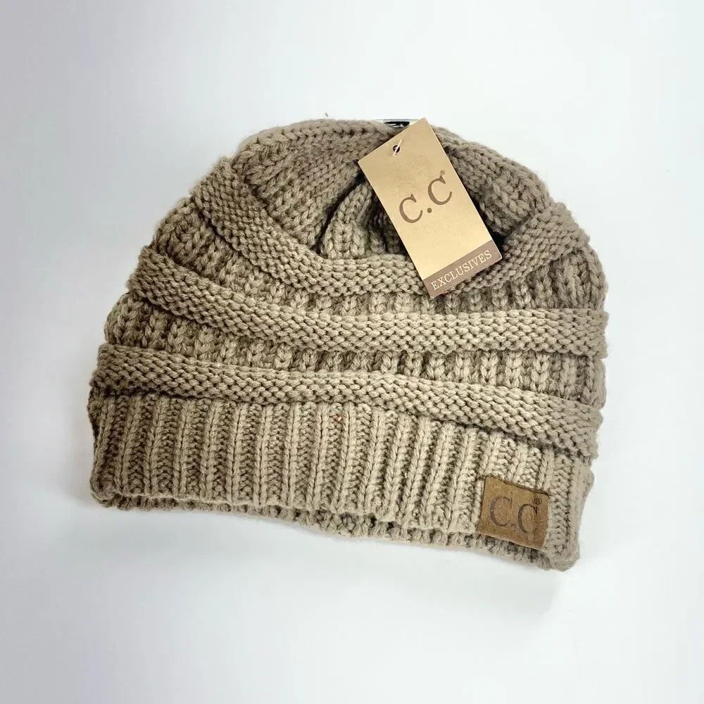 C.C knit beanie hat brown